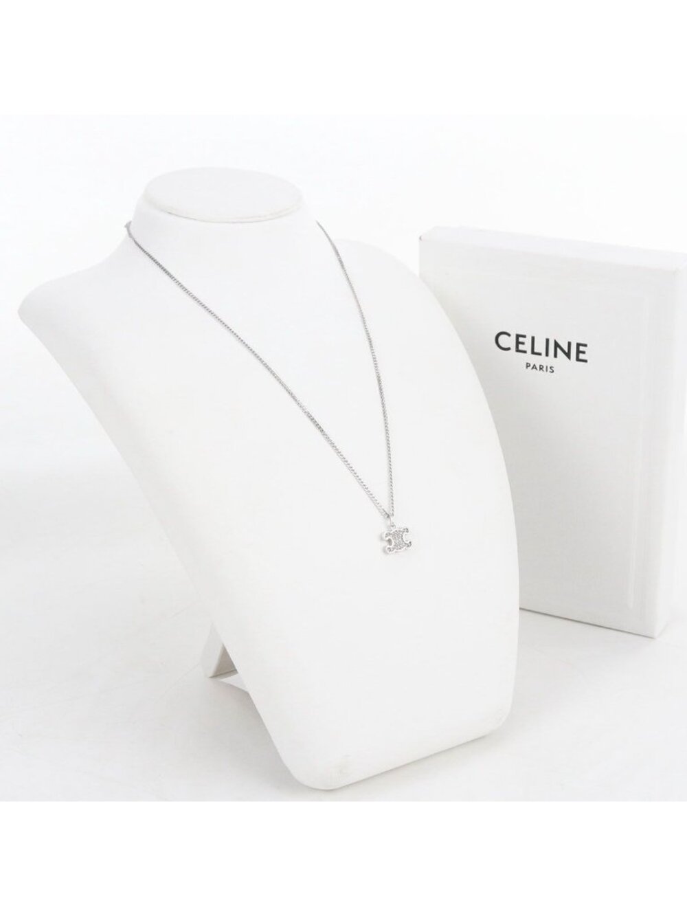 Celine Rhinestone Triomphe Necklace Metal